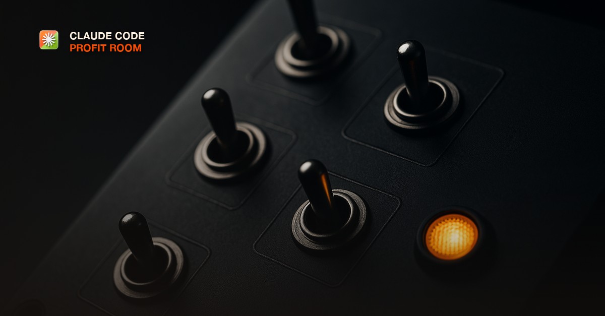 A matte black engineering relay panel with several toggle switches and one glowing amber indicator light, close-up macro photography