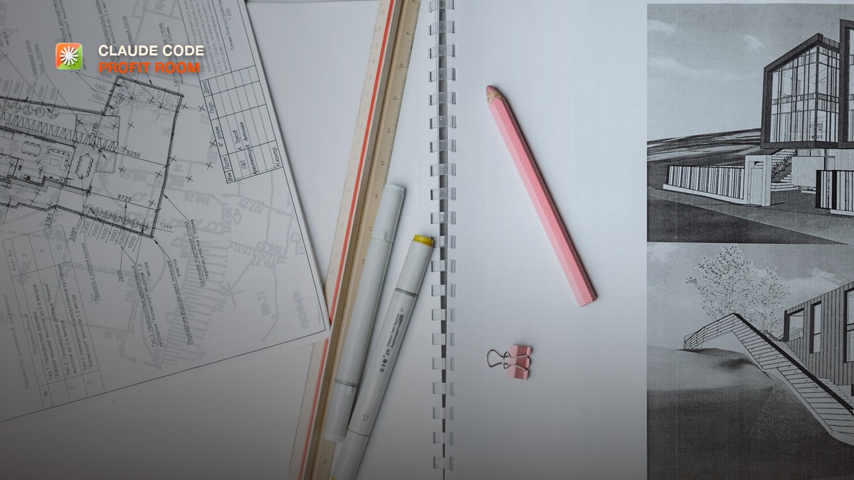 Architectural blueprints with a wooden ruler, pencil and marker laid out on a bright drafting desk