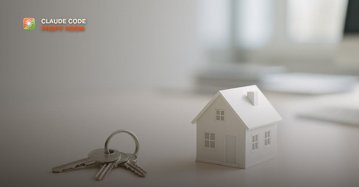 A ring of house keys and a small white architectural model of a house on a bright office desk