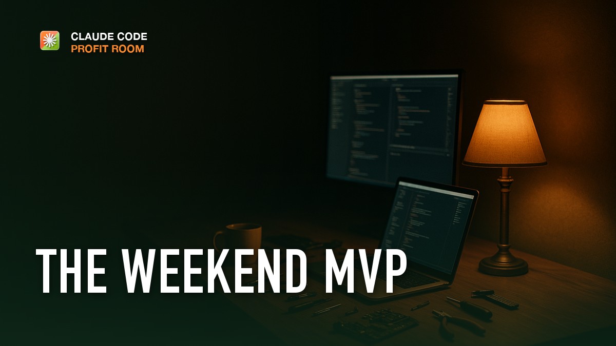 A laptop and monitor glowing in a dark room during a focused late-evening build session, representing shipping a client MVP in a weekend with Claude Code.